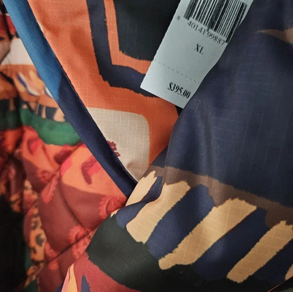 Farm Rio Patchwork Tapestry Crochet Puffer Jacket - Picture 3 of 7